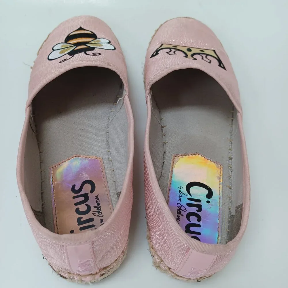 Circus by‎ Sam Edelman Queen Bee Leni Flats Pink Espadrille Slip On Womens 8.5